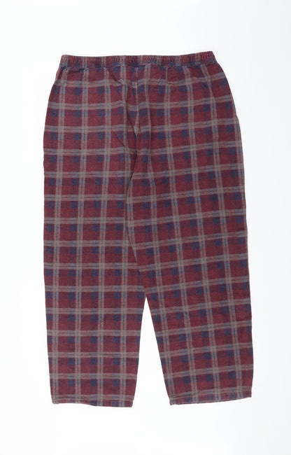 Back view of Preworn women’s red trousers, size XL, 24-inch leg