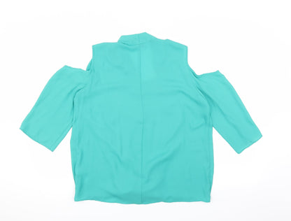 Back view of Soon women’s green basic blouse, size UK 14