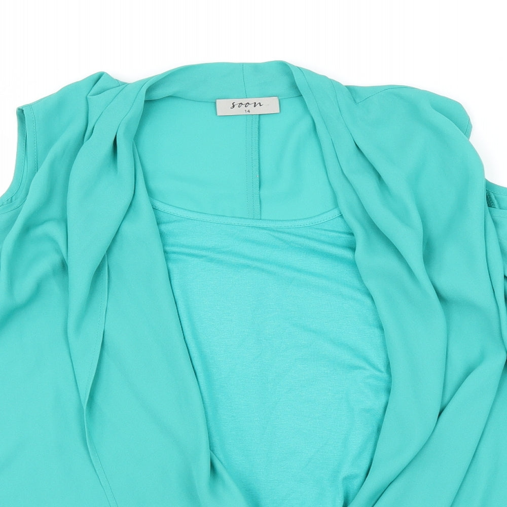 Soon Womens Green   Basic Blouse Size 14