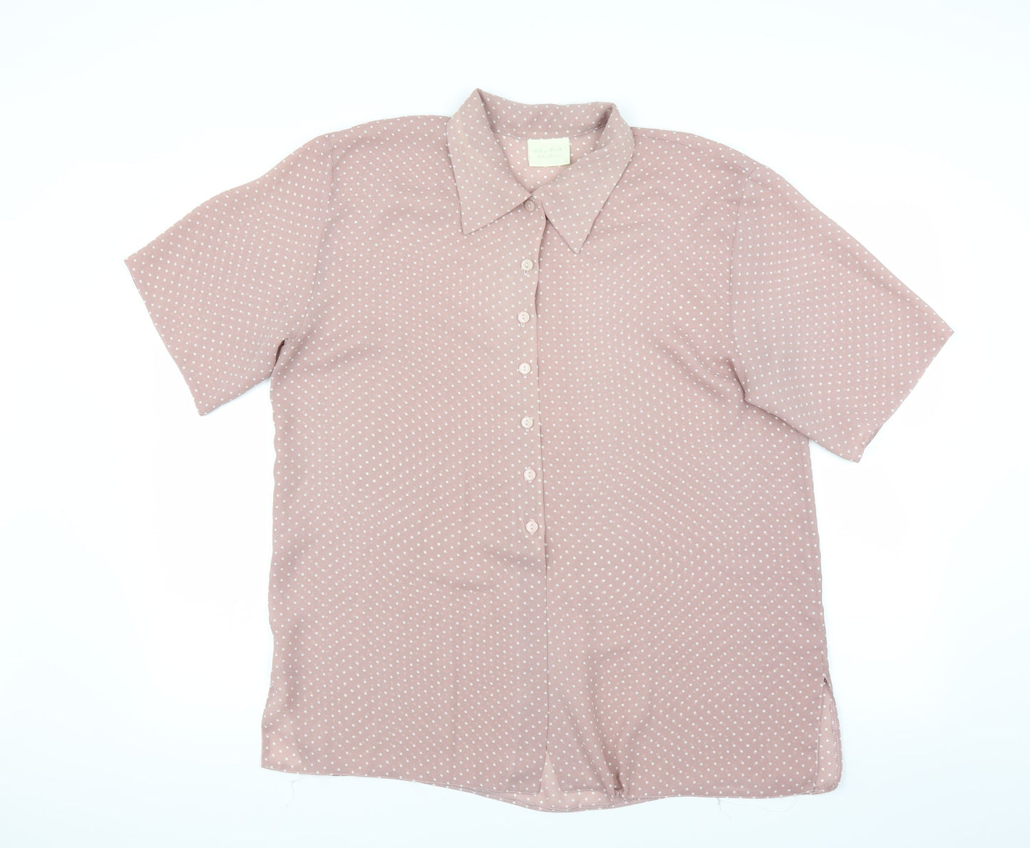 Elizabeth Shetton Womens Pink Polka Dot  Basic Button-Up Size 14