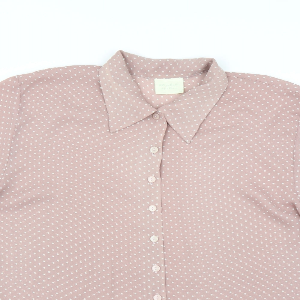 Elizabeth Shetton Womens Pink Polka Dot  Basic Button-Up Size 14