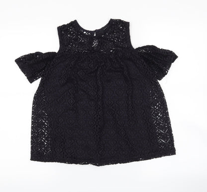 Additional front view of Atmosphere women’s black floral basic blouse, size UK 10