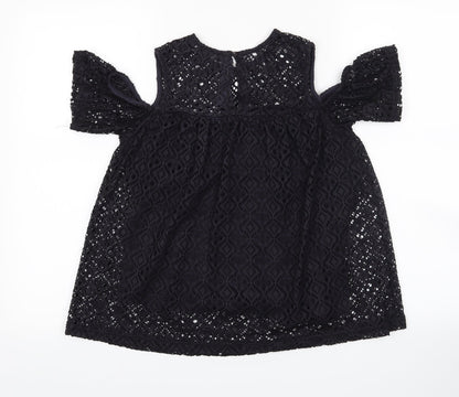 Back view of Atmosphere women’s black floral basic blouse, size UK 10