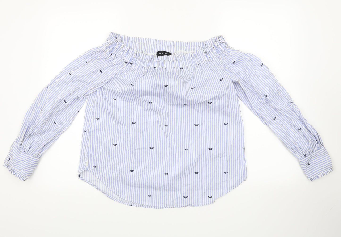 New Look Womens Blue Striped  Basic Blouse Size 8