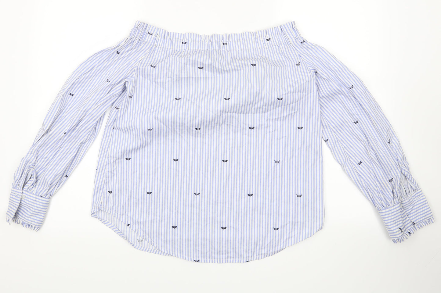 New Look Womens Blue Striped  Basic Blouse Size 8
