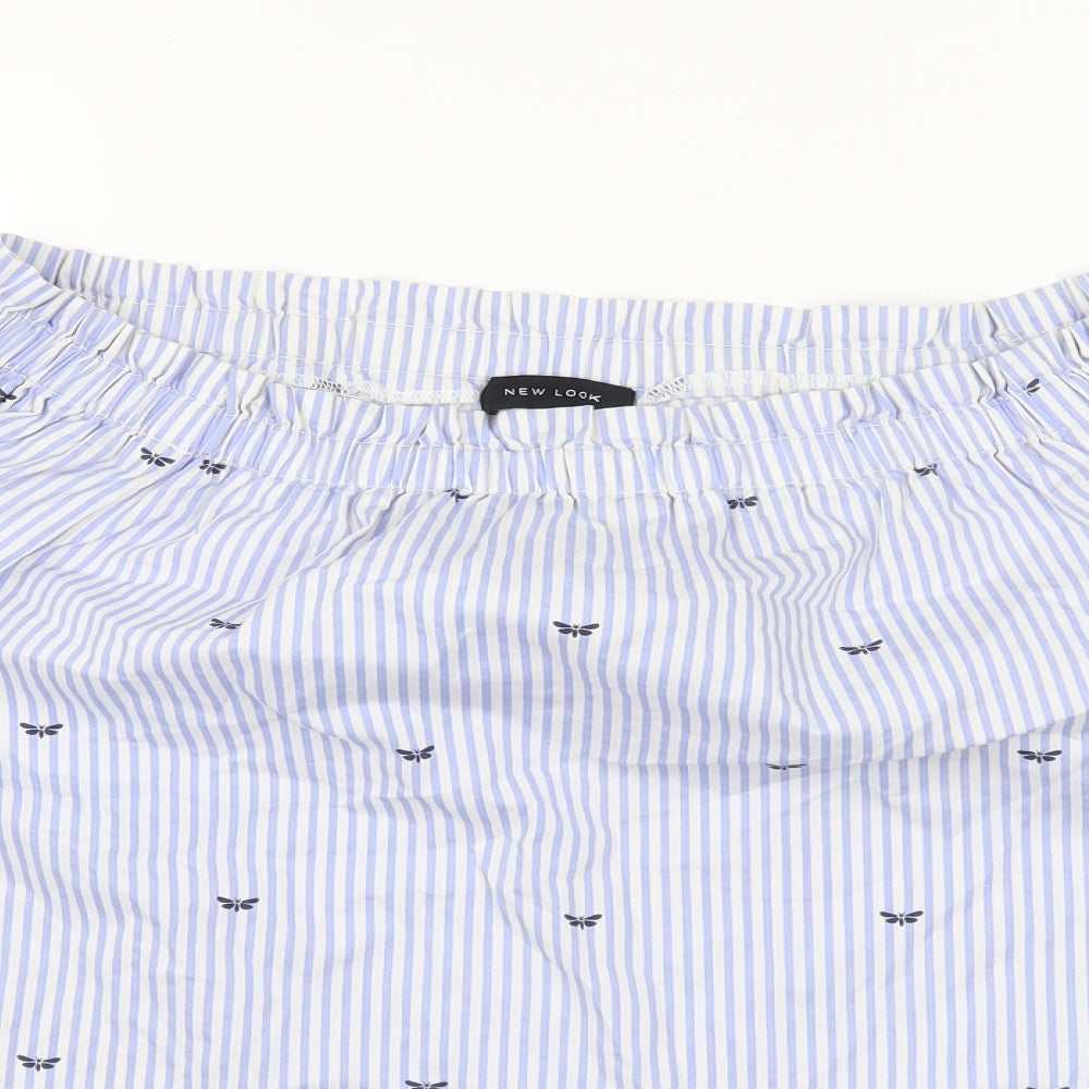 New Look Womens Blue Striped  Basic Blouse Size 8