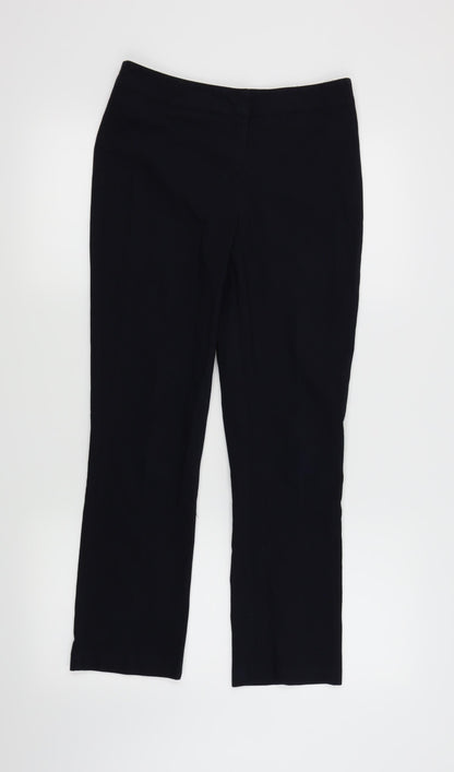 Additional front view of David Luke women’s blue trousers, size S, 26-inch leg