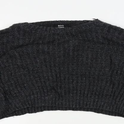Close-up detail of BDG women’s grey jumper, size XS