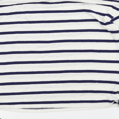 Brand and care label for Tu women’s blue striped jumper, size UK 10