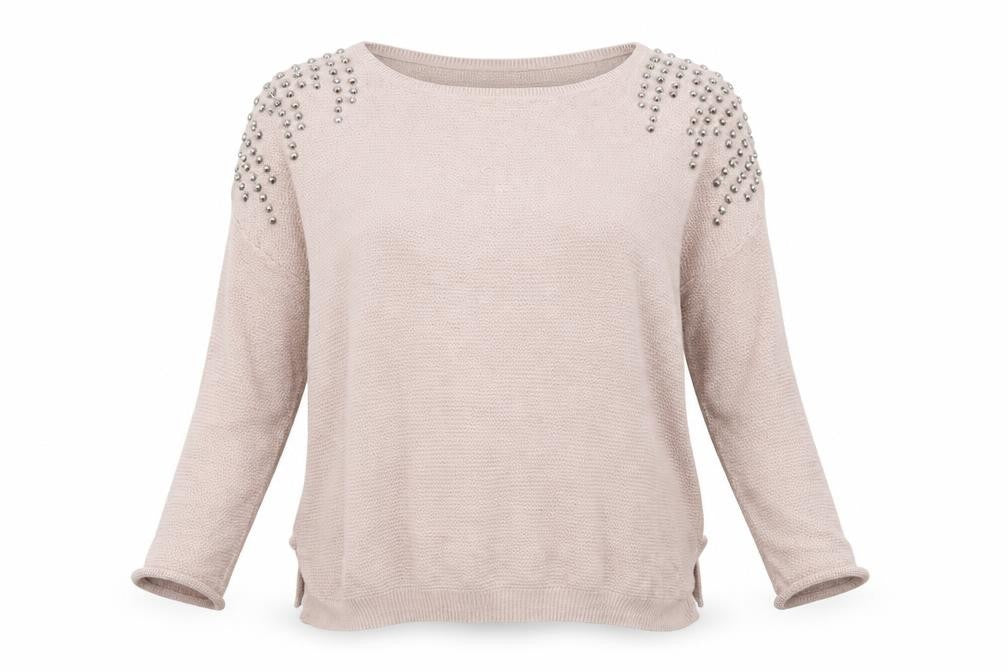 Warehouse Womens Pink   Pullover Jumper Size M  - Studs on sholder