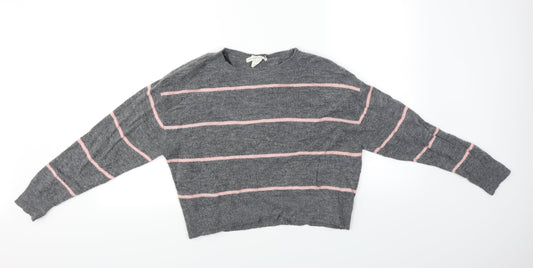 H&M Womens Grey Striped  Pullover Jumper Size XS