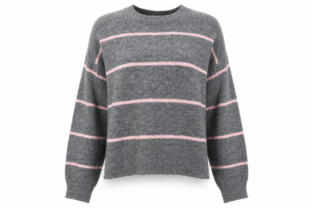 H&M Womens Grey Striped  Pullover Jumper Size XS