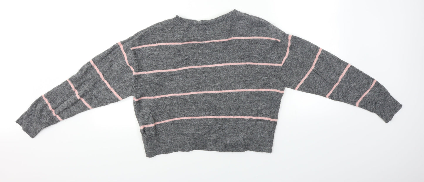 H&M Womens Grey Striped  Pullover Jumper Size XS
