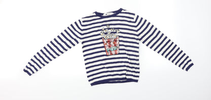 Additional front view of H&M girls’ white spotted jumper, size 10-11, years - drink design