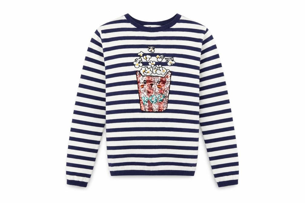 H&M Girls White Spotted  Pullover Jumper Size 10-11 Years  - Drink design