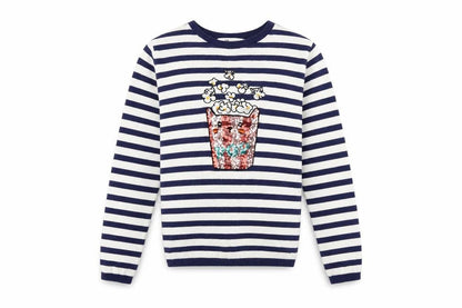 Front view of H&M girls’ white spotted jumper, size 10-11, years - drink design