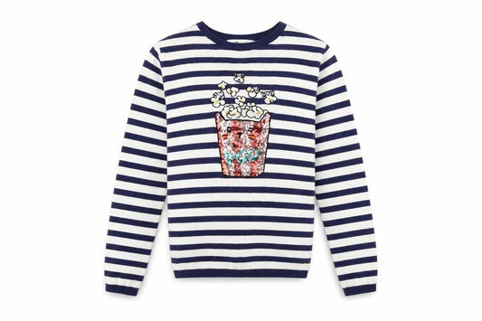H&M Girls White Spotted  Pullover Jumper Size 10-11 Years  - Drink design