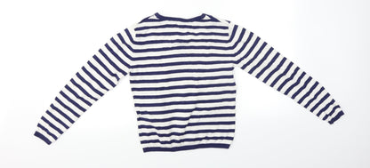 Back view of H&M girls’ white spotted jumper, size 10-11, years - drink design