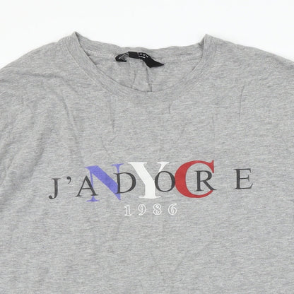 Close-up detail of New Look girls’ grey basic t-shirt, size 12-13, years - j'adore