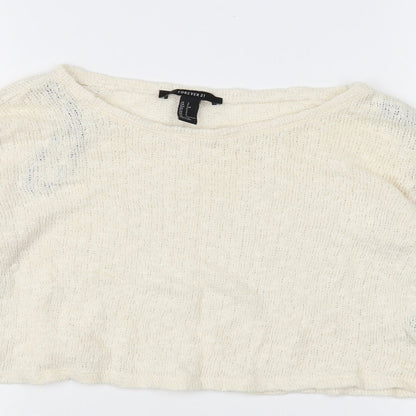 Close-up detail of Forever 21 women’s beige jumper, size S
