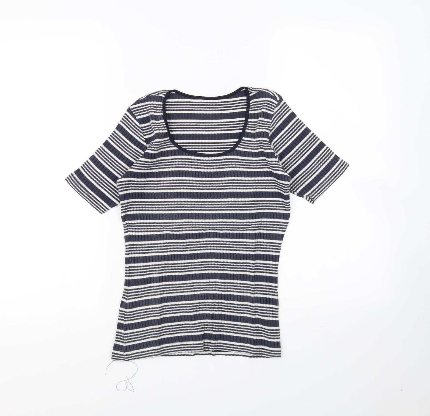 st michael Womens Blue Striped  Basic Blouse Size 12