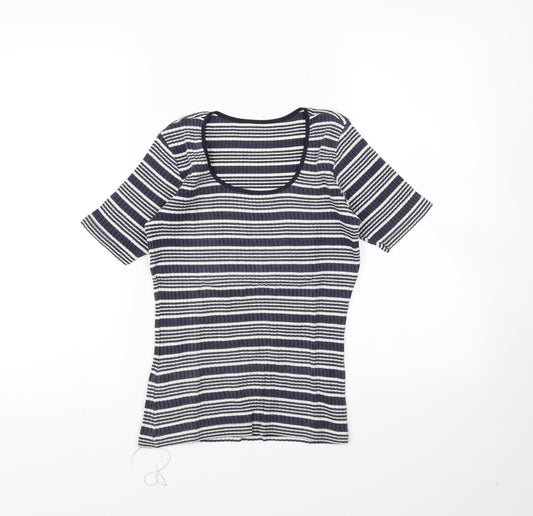 st michael Womens Blue Striped  Basic Blouse Size 12