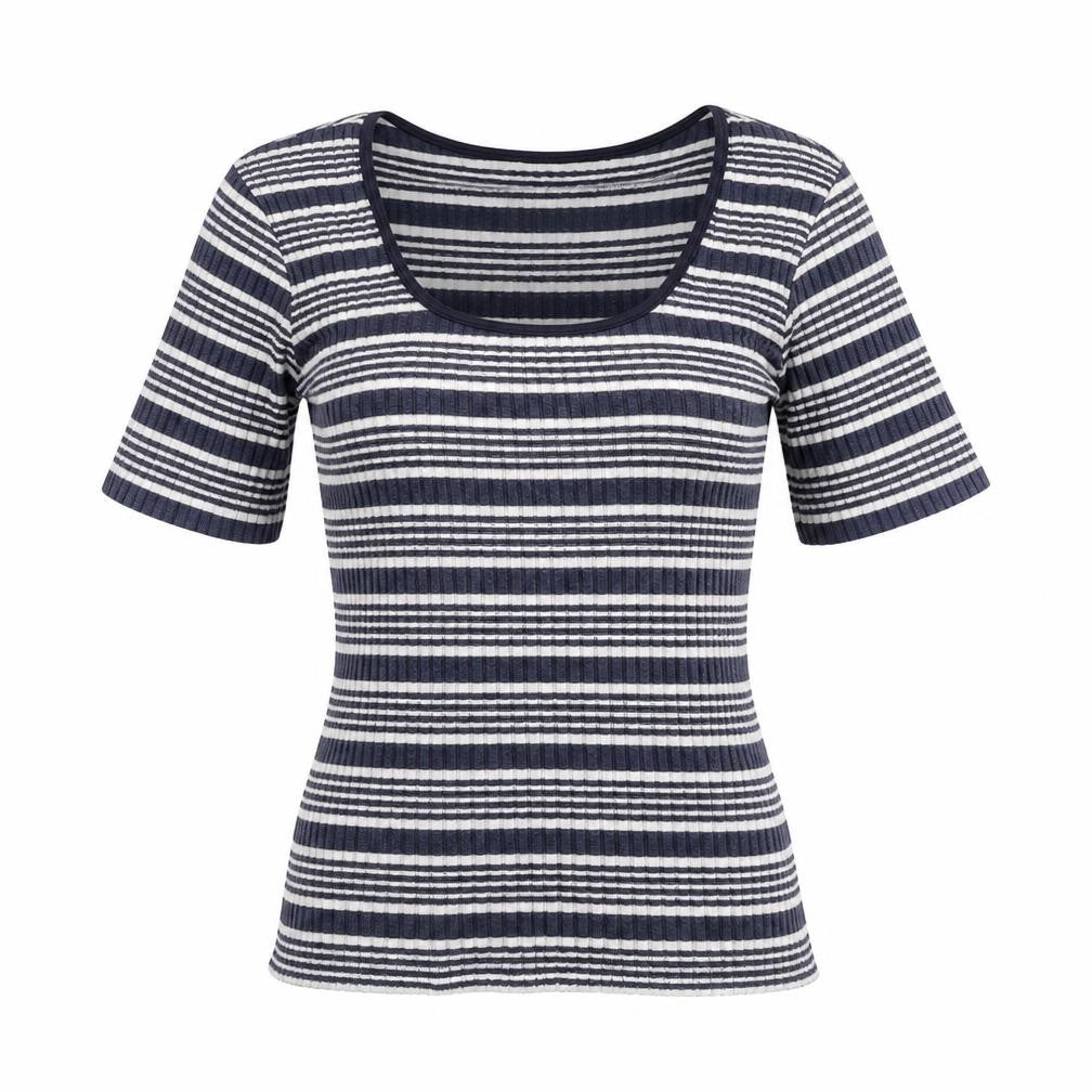 st michael Womens Blue Striped  Basic Blouse Size 12