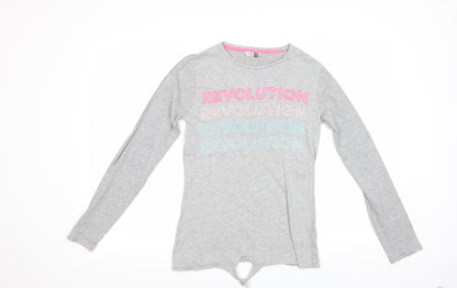 Front view of Pep&Co girls’ grey basic casual, size 12-13, years