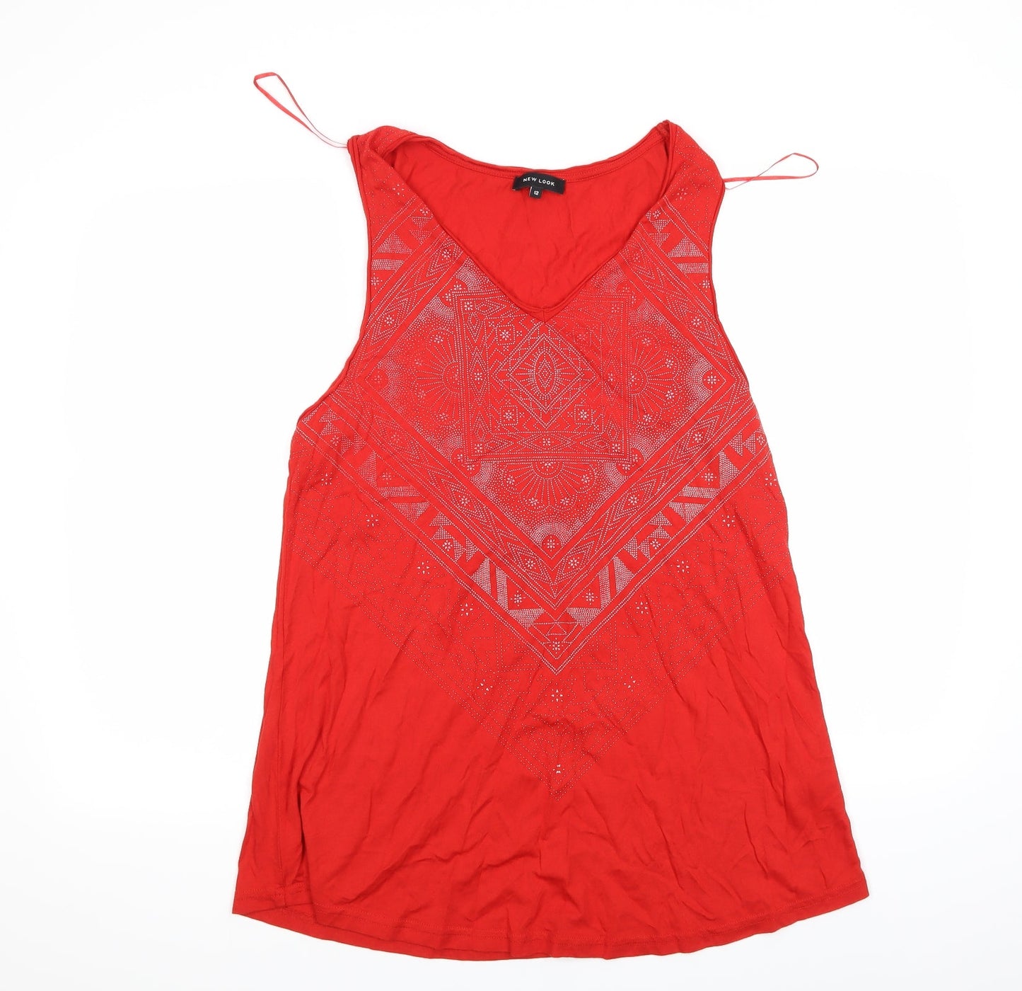 New Look Womens Red Geometric  T-Shirt Dress  Size 12