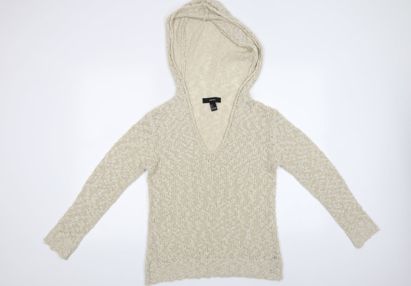 FOREVER 21 Womens Ivory   Pullover Jumper Size S  - Has a Hood