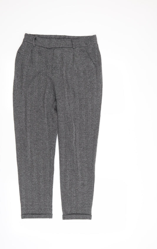 Ambiance Womens Grey Geometric  Trousers  Size S L25 in