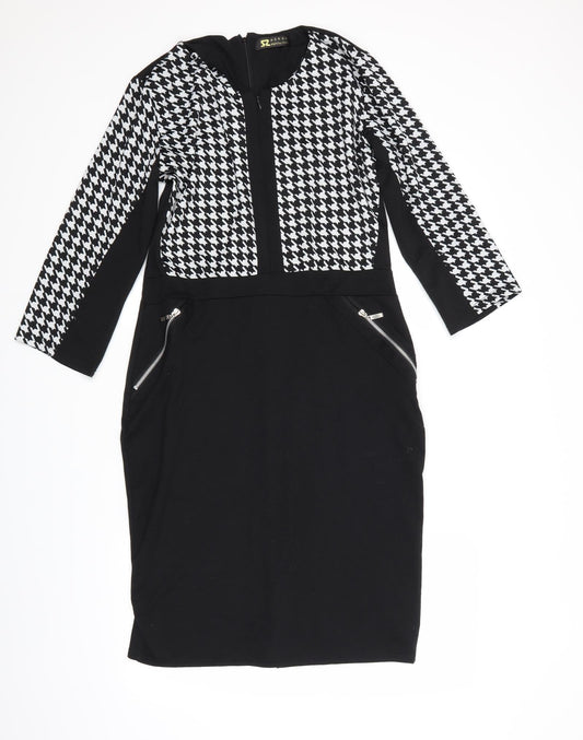 Style by Shaz Womens Black Geometric  Jumper Dress
