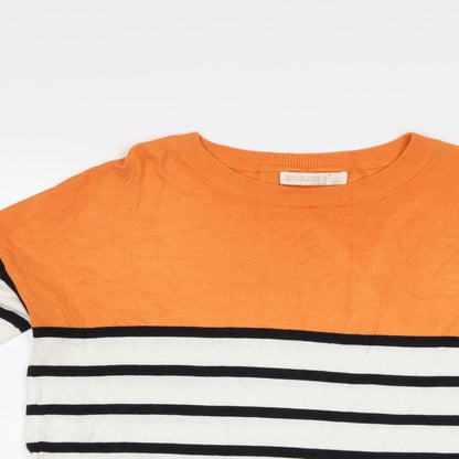 Close-up detail of Exquiss's women’s multicoloured striped tunic jumper, size M