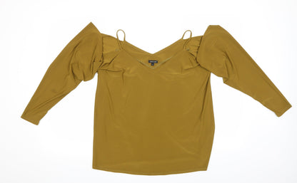 Additional front view of River Island women’s gold basic blouse, size UK 10