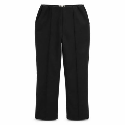 Front view of viva vi women’s black dress pants trousers, size UK 16, 27-inch leg - slimming