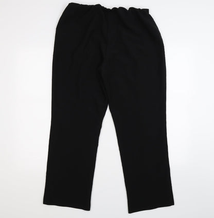 Back view of viva vi women’s black dress pants trousers, size UK 16, 27-inch leg - slimming