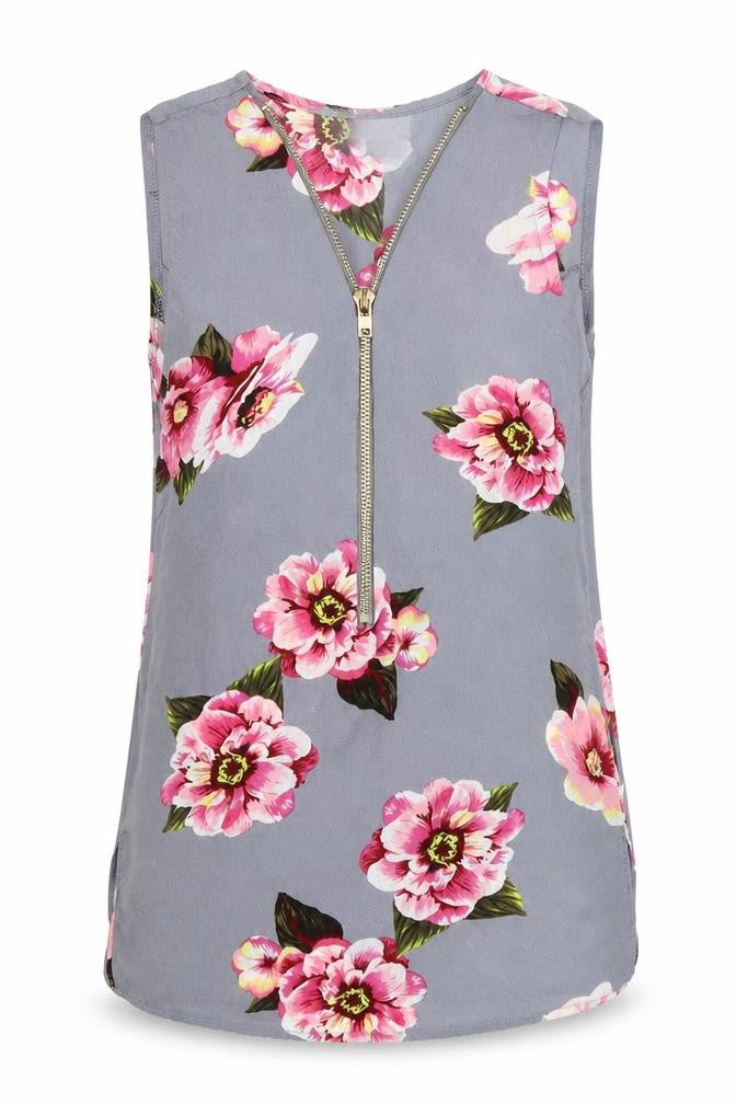 Cameo Rose Womens Grey Floral Basic Blouse Size 6