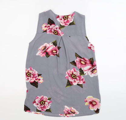 Back view of Cameo Rose women’s grey floral basic blouse, size UK 6