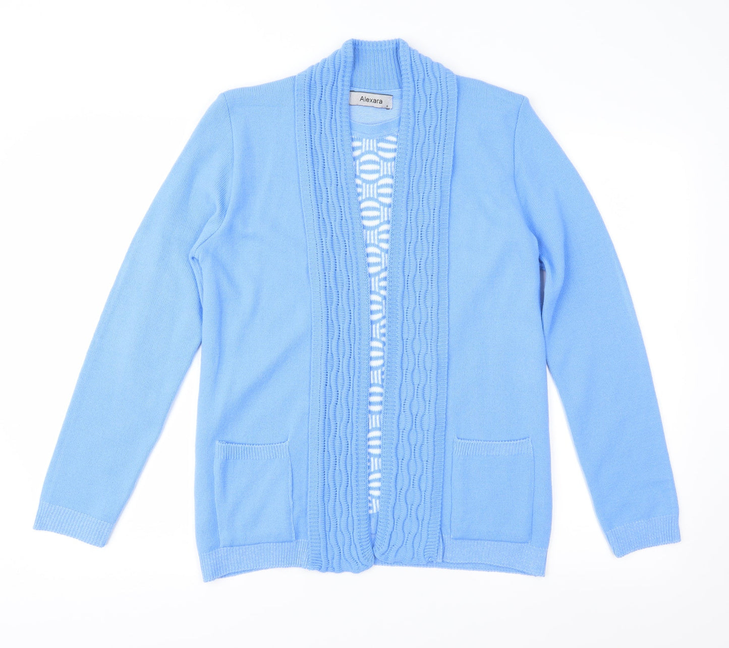 Alexara Womens Blue Geometric Knit Pullover Jumper Size S