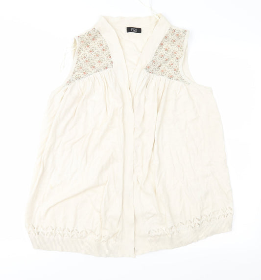 F&F Womens Beige Floral Knit Cardigan Jumper Size 14