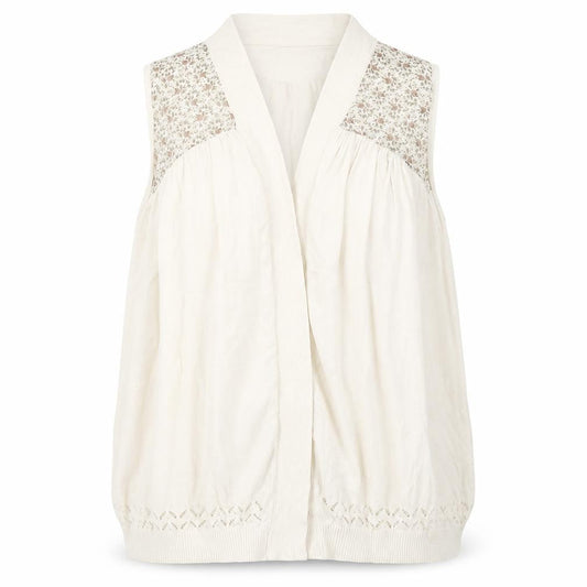 Front view of F&F women’s beige floral knit cardigan jumper, size UK 14