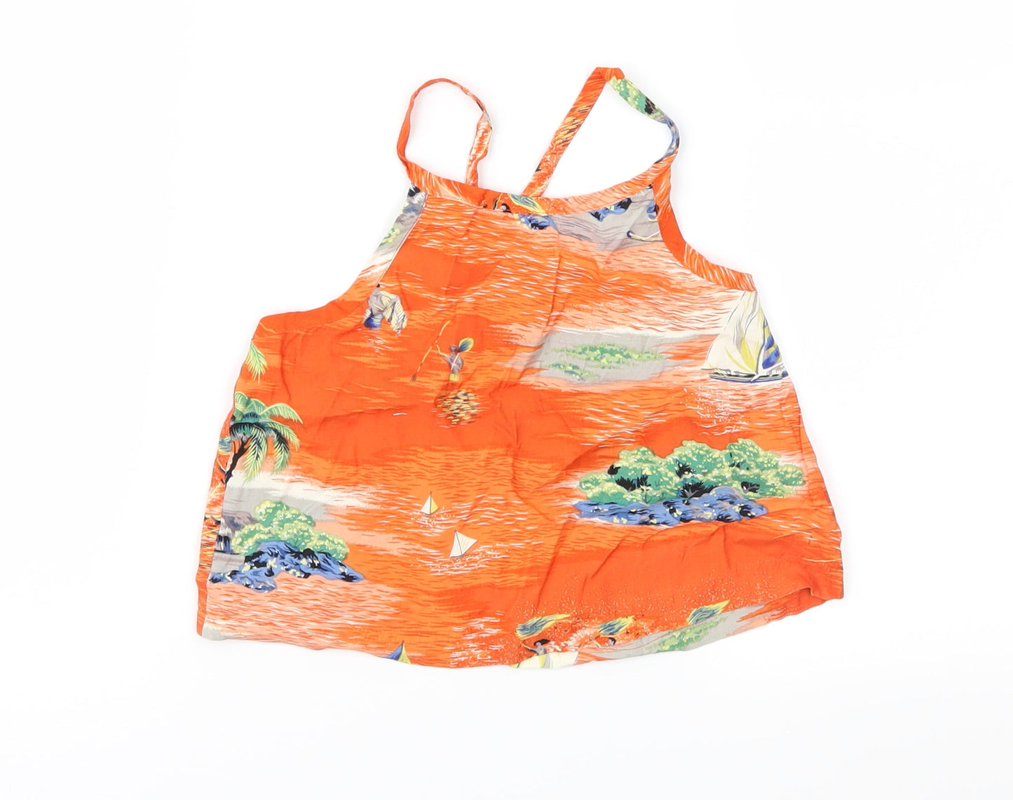Gap Girls Orange Geometric  Cropped Blouse Size M