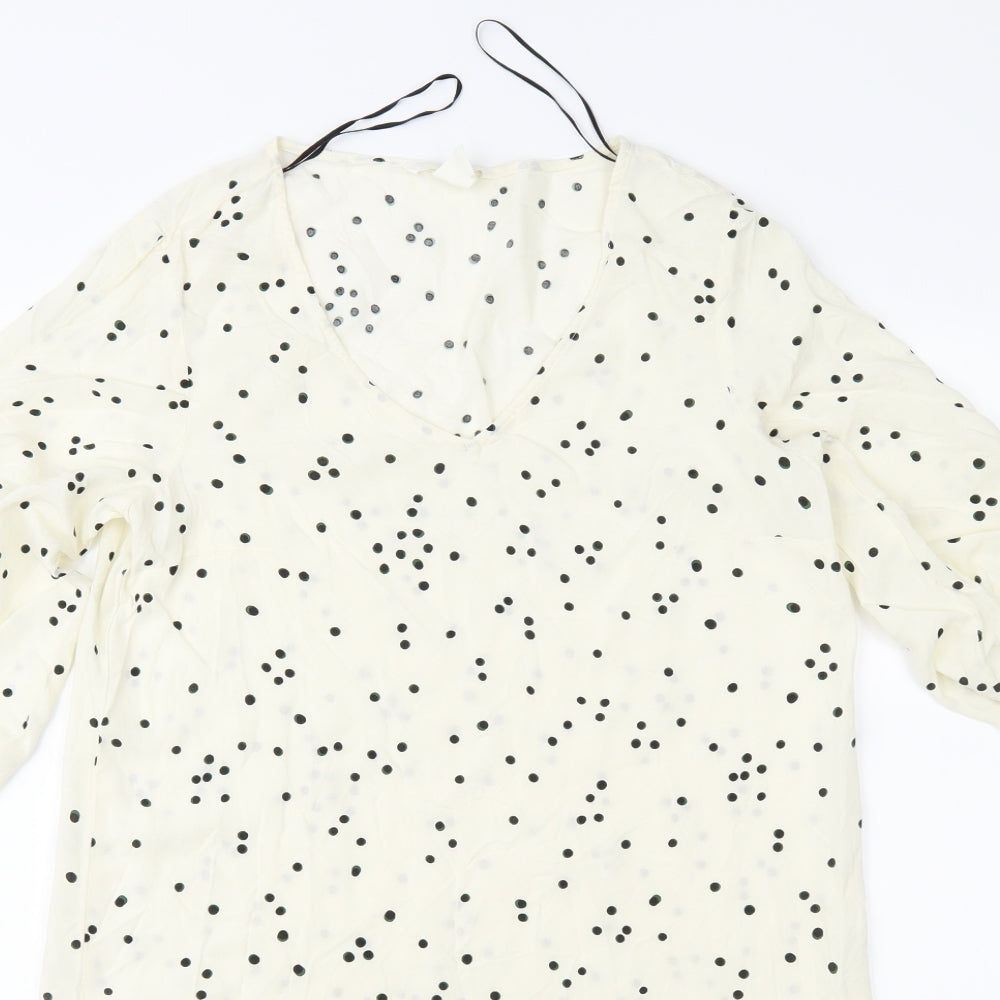H&M Womens Ivory Polka Dot  Shift  Size 6