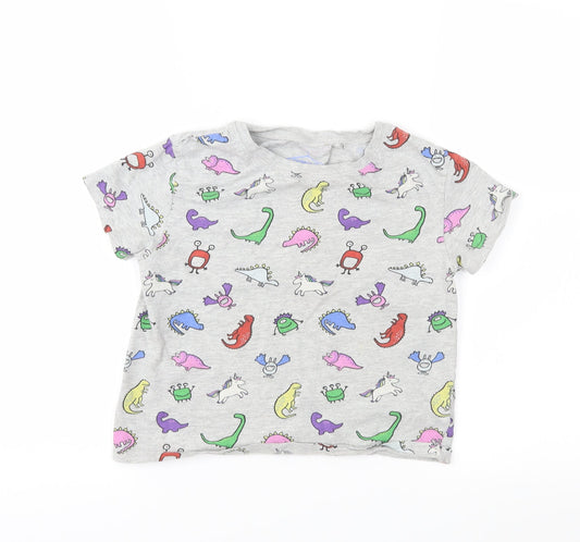 NEXT Boys Grey Geometric Jersey Basic T-Shirt Size 9 Years