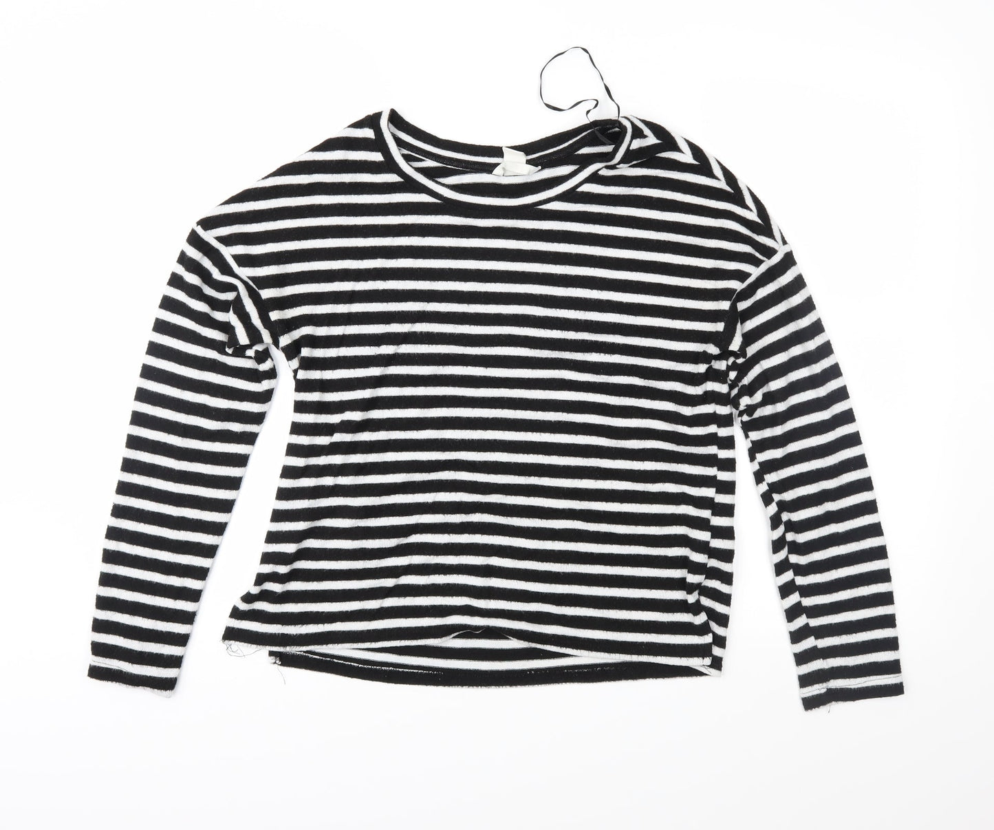 H&M Womens Black Striped Knit Pullover Jumper Size S