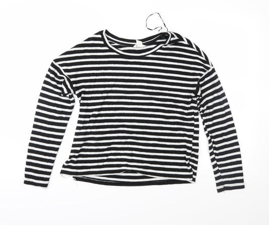 H&M Womens Black Striped Knit Pullover Jumper Size S