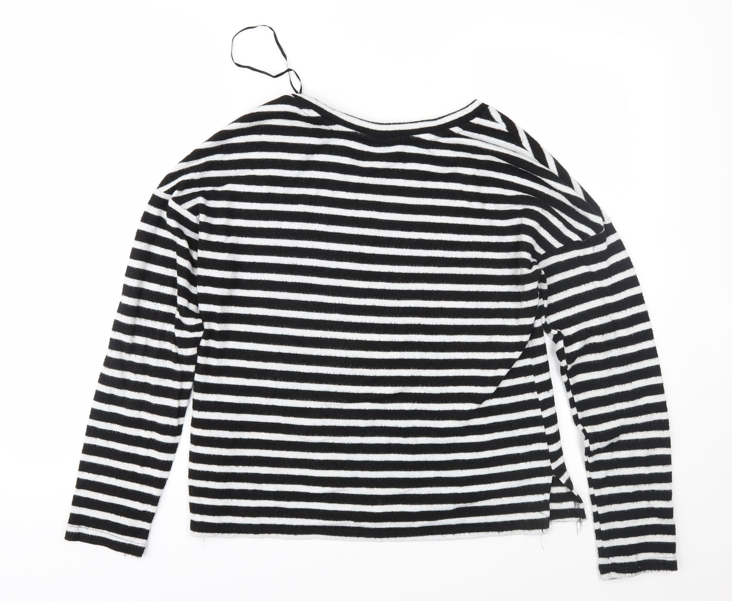 H&M Womens Black Striped Knit Pullover Jumper Size S