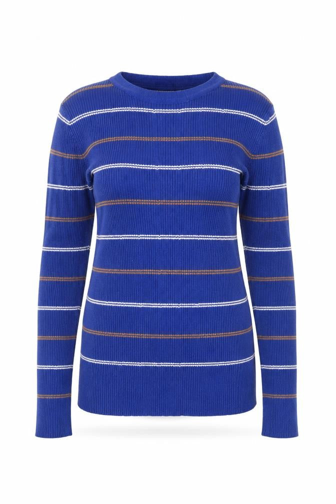Mango Womens Blue Striped Knit Pullover Jumper Size S