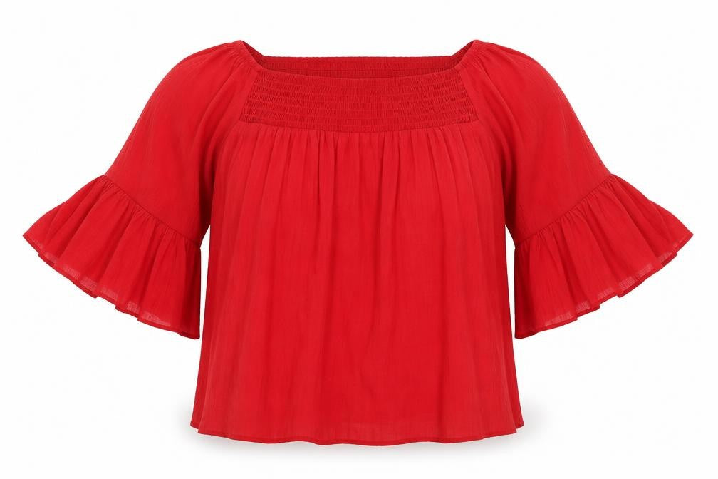 LEO NICOLA Womens Red   Tunic Blouse Size S