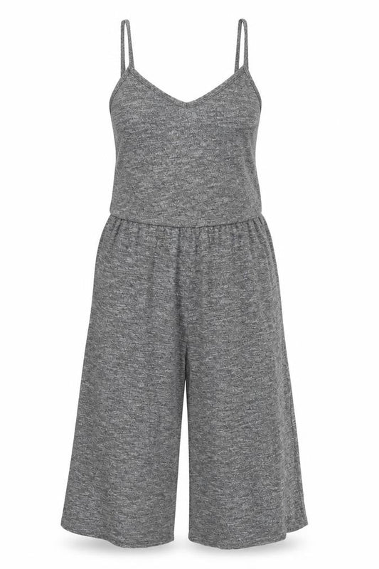 Front view of Stitch &Pieces women’s grey bodysuit one-piece, size S, 16-inch leg